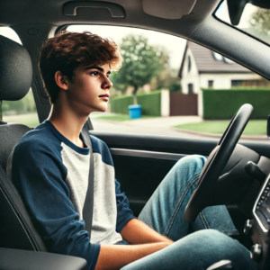 teenager in car